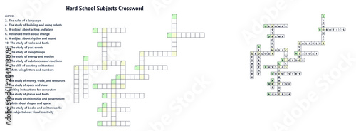 Back to School Hard Learning and Knowledge Vocabulary Crossword Game