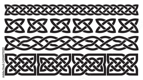 Quadro su tela Set of celtic knot decorative borders and dividers illustration with ornament de