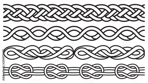 Traditional celtic knotwork borders and sailor knot design elements with ornament interlocking nautical isolated decoration traditional abstract geometric heritage ornamental structure