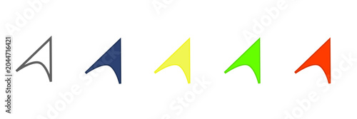 A set of five stylized arrow icons in various colors, symbolizing progress, growth, direction, and upward movement for professional business and digital design projects.