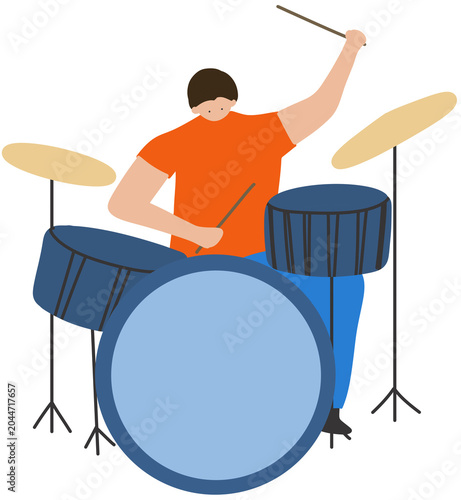 Konstfotografi Male Drummer Character Playing Drums Illustration