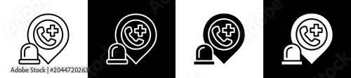 Foto Emrgency Icon In Outline And Glyph Styles With Black And White Variations
