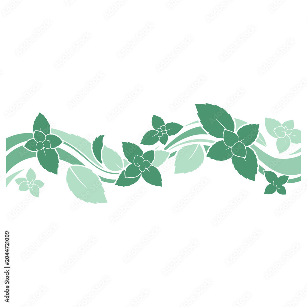 Obraz premium Mint Green Leaves Vector Set, Fresh Herbal Botanical Foliage Collection, Organic Peppermint Plant Illustration, Natural Garden Leaf Elements, Eco Nature Design Isolated on White Background