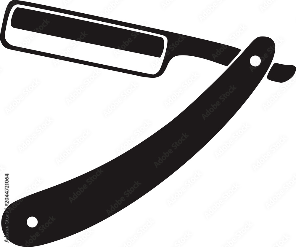 Obraz premium Vintage Straight Razor Shaving Blade Barber Icon