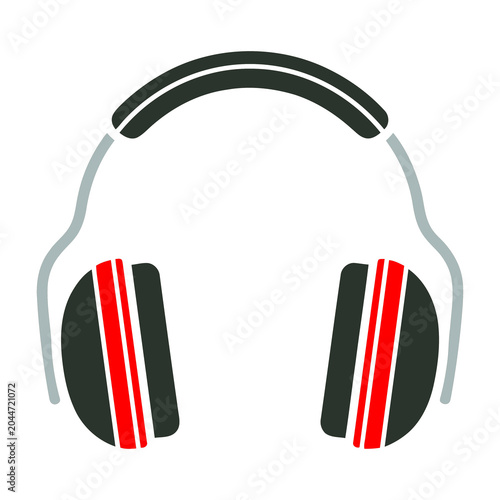Minimalist vector illustration of modern headphones with red accents.