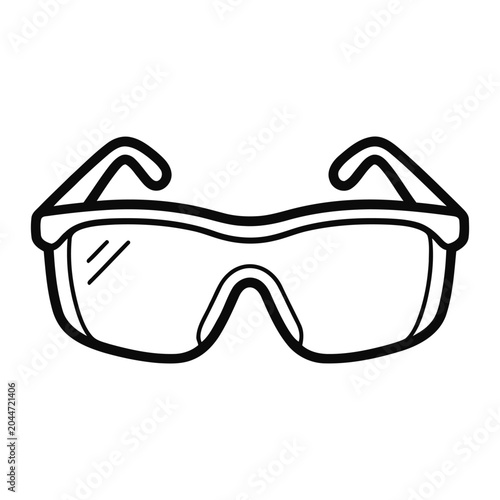 Protective safety goggles line art illustration icon.