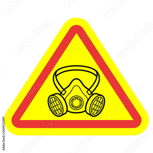 Warning sign with a respiratory protection mask icon.