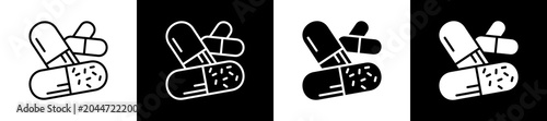 Tablou pe pânză Capsule Icon  In Outline And Glyph Styles With Black And White Variations
