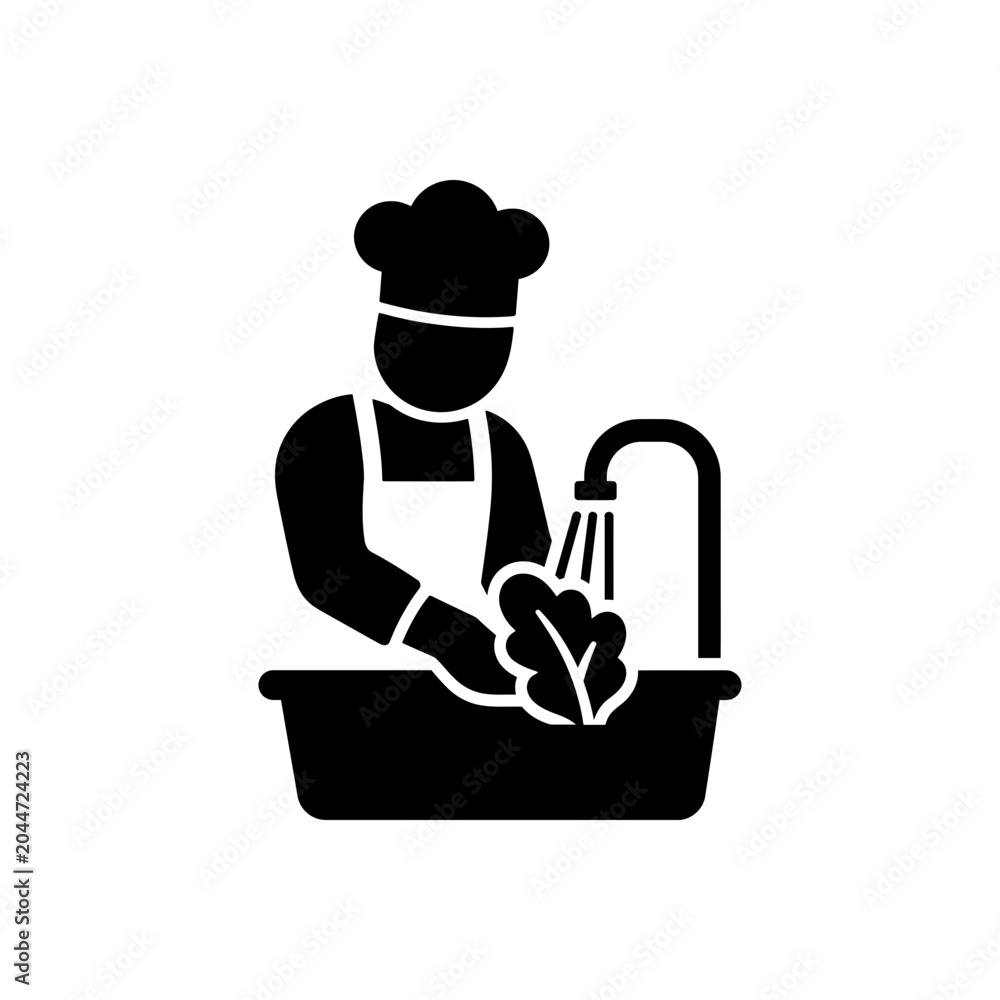 Obraz premium Vegetable Washing Chef Icon