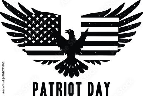 Schilderij op canvas Patriot day american eagle with flag design