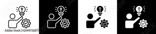 Foto Capability Icon In Outline And Glyph Styles With Black And White Variations