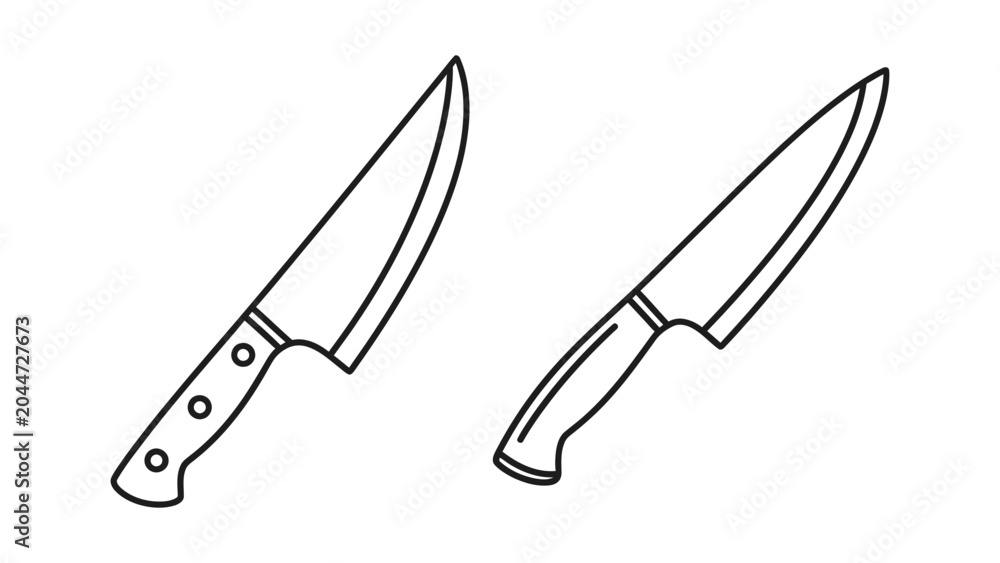 Obraz premium Chef knife icon line art vector illustration design