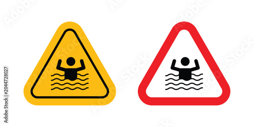 Foto Risk of drowning warning sign editable stroke Line pack