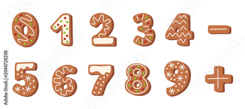 Fotografie Cartoon gingerbread cookie numbers