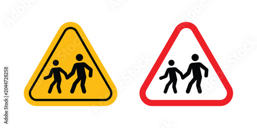 School crossing sign editable stroke Line pack. Clipart icon set