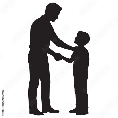 Silhouette of a father and son shaking hands