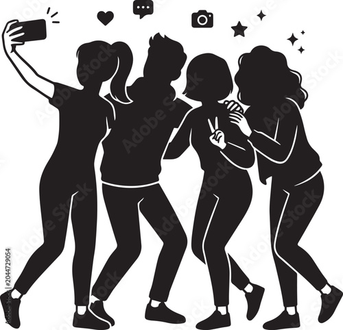 Group of young friends taking a selfie together