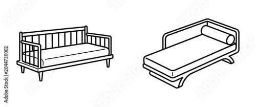 Canvastavla Daybed icon line art vector illustration design