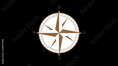 Transparent compass rotating animation stock video, compass animation