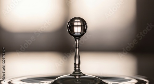 Elegant Water Droplet Sculpture Captures Moment of Impact and Reflection.