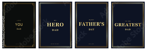 Obraz na plátne Luxury gold typography fathers day poster set