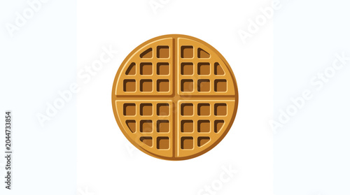 Tableau sur toile Flat Vector Illustration of a Round Waffle Isolated on White Background