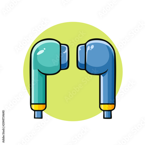 Flat design illustration of two wireless earbuds