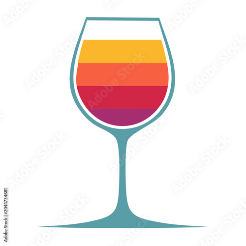 Flat design wine glass with layered colorful liquid