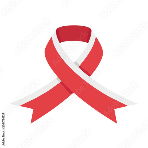 Red and white awareness ribbon symbol