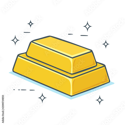 Stack of gold bars with sparkles