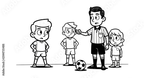Youth soccer team with coach showing encouragement and support.