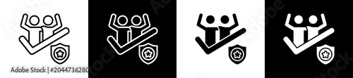 Photos Dependability Icon In Outline And Glyph Styles With Black And White Variations