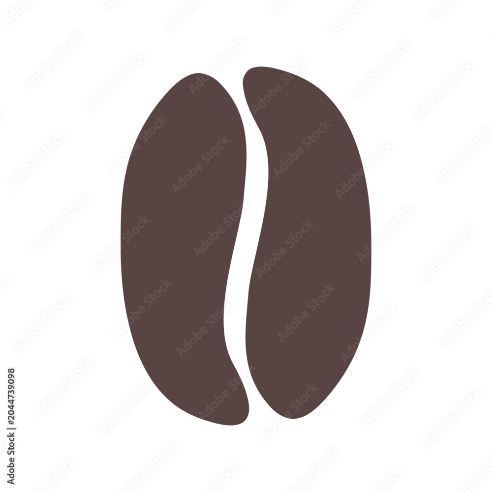 Fototapeta premium Single Brown Coffee Bean, Isolated on White Background, Concept of Aroma