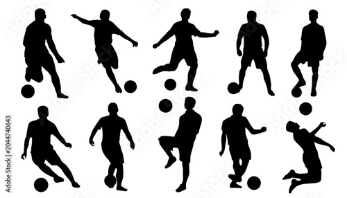 Soccer player silhouettes in motion