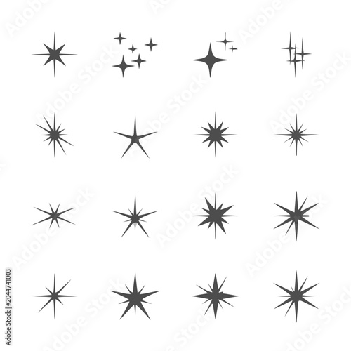 Sparkle Burst Icons Set, Abstract Starburst Shapes, Graphic Elements