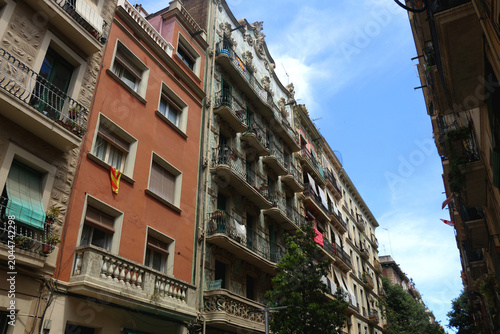 Picturesque Mediterranean street in Barcelona, Spain.