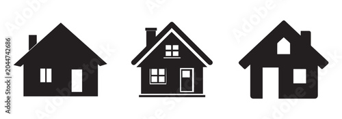 Black house icons on white background