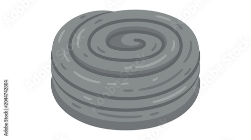 Stylized illustration of a gray spiral object.
