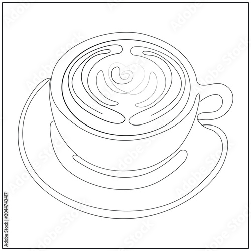 Coffee Latte Art Line Art