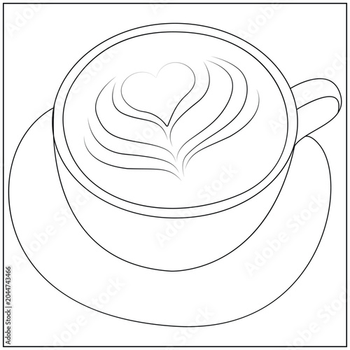 Rose Latte Art Line Art
