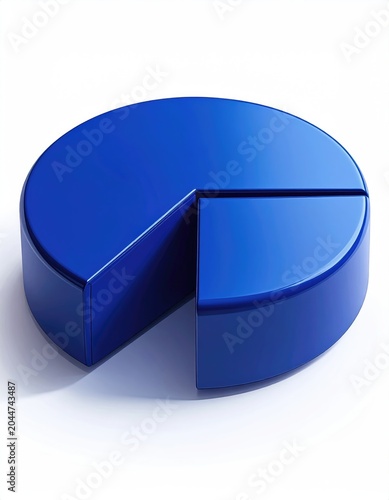 A bright blue three-dimensional pie chart with one slice separated