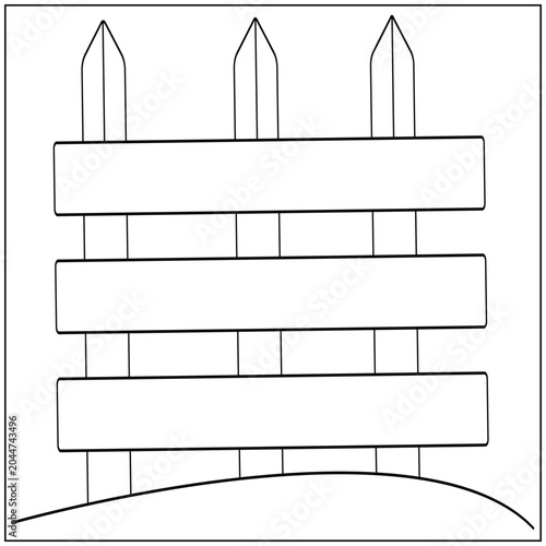 Wooden Farm Fence Line Art
