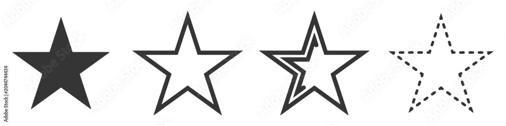 Obraz premium Star Rating Icons Set: Solid, Outline, Double, Dashed