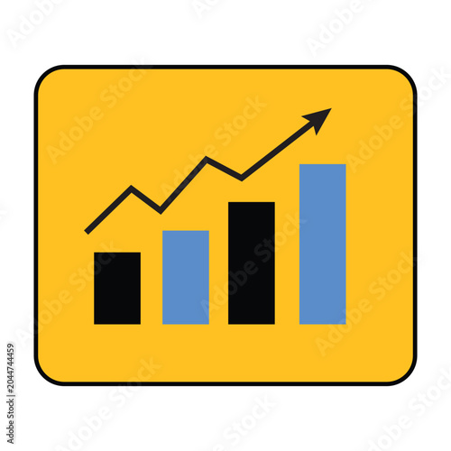 Bar Chart Rising Line Graph, Business Growth Concept