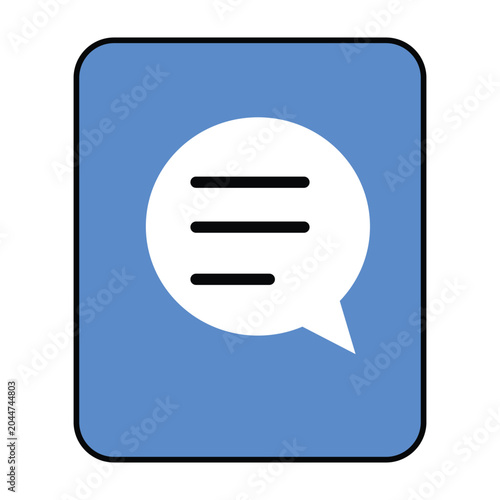 Speech bubble icon with text lines, communication symbol, social media Concept
