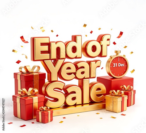 3D render end of year sale isolated background
