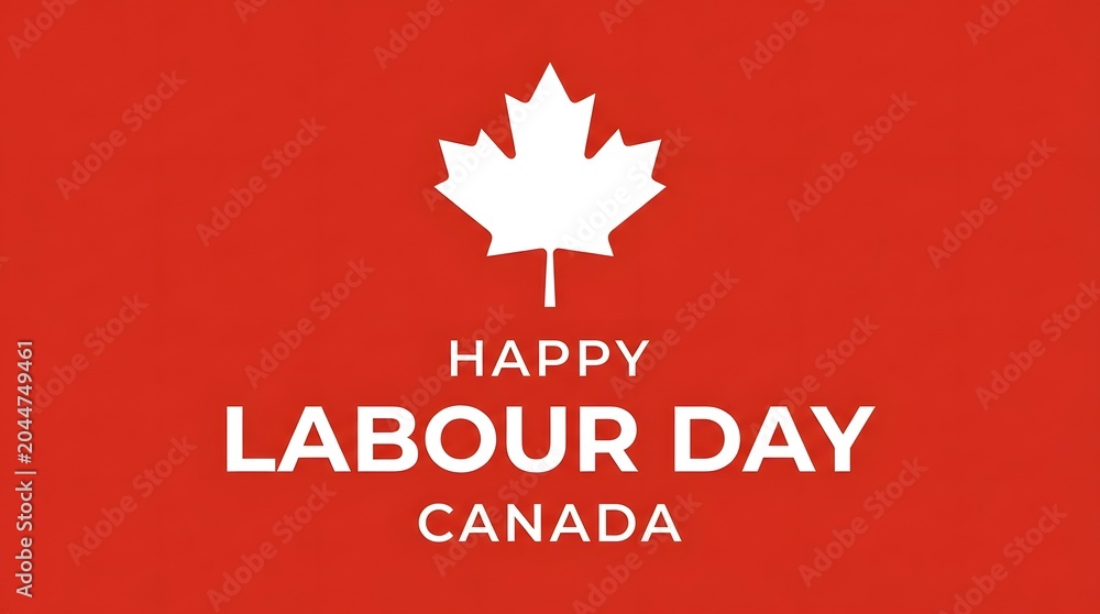 Fototapeta premium Happy labour day canada maple leaf graphic for september holiday celebrations