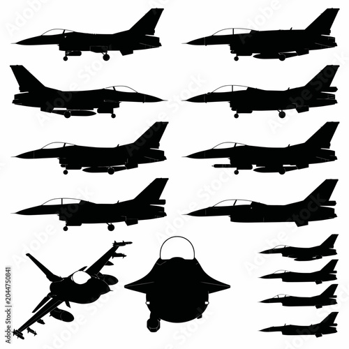 F-16 Fighting Falcon Variants and Block Upgrades Silhouette Collection