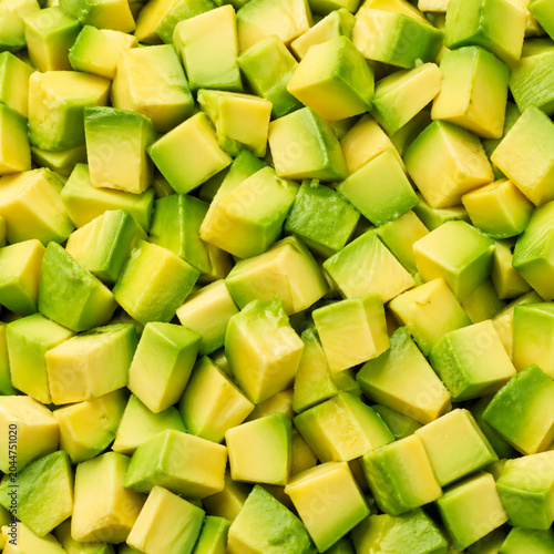 Detailed Close-Up Texture of Diced Fresh Avocado Cubes