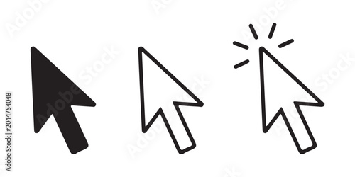 Fotografía Arrow mouse cursor icons set for web design showcasing navigation pointer and clicking movement effect